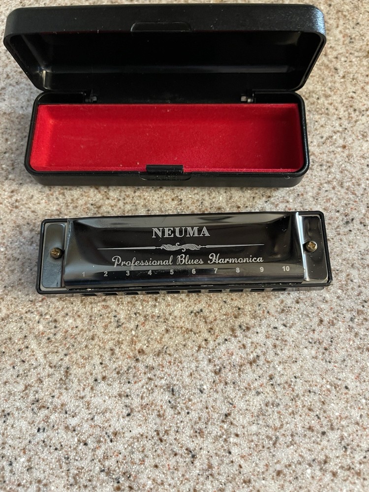 Neuma 10-Hole Blues Harmonica in a protective case
