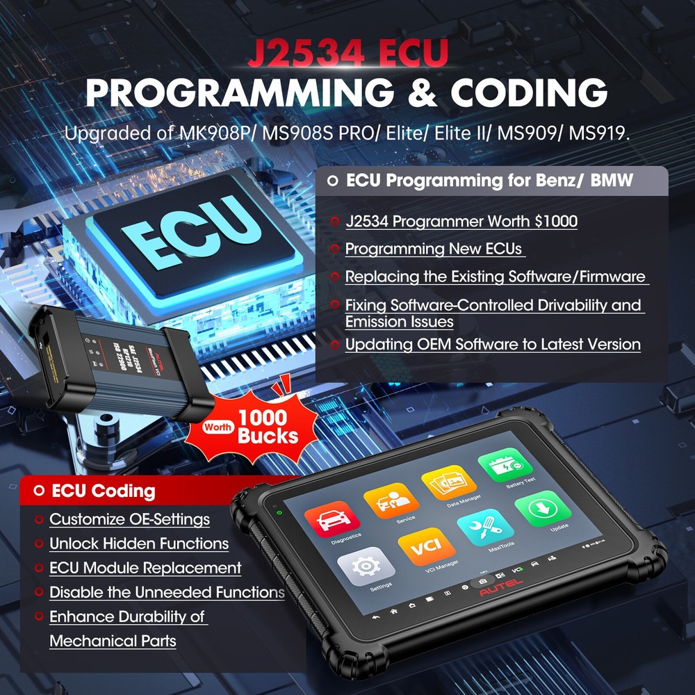 Autel MaxiSys ULTRA Lite 2-Year Update Diagnostic Scanner Programming +40+ Reset