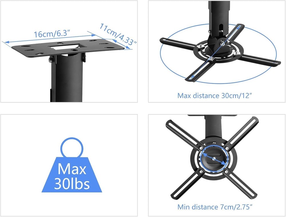 Extendable Projector Ceiling Bracket - Height Adjustable