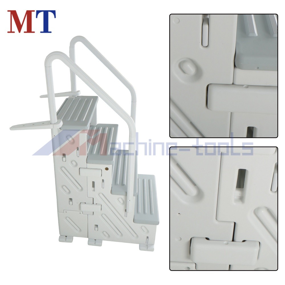 White 4 Step Above Ground Swimming Pool Step Ladder Heavy Duty System Entry