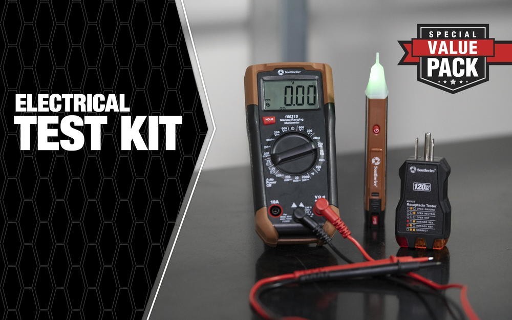 3 Piece Electrical Test Kit Digital Manual Ranging Multimeter LED Indicator