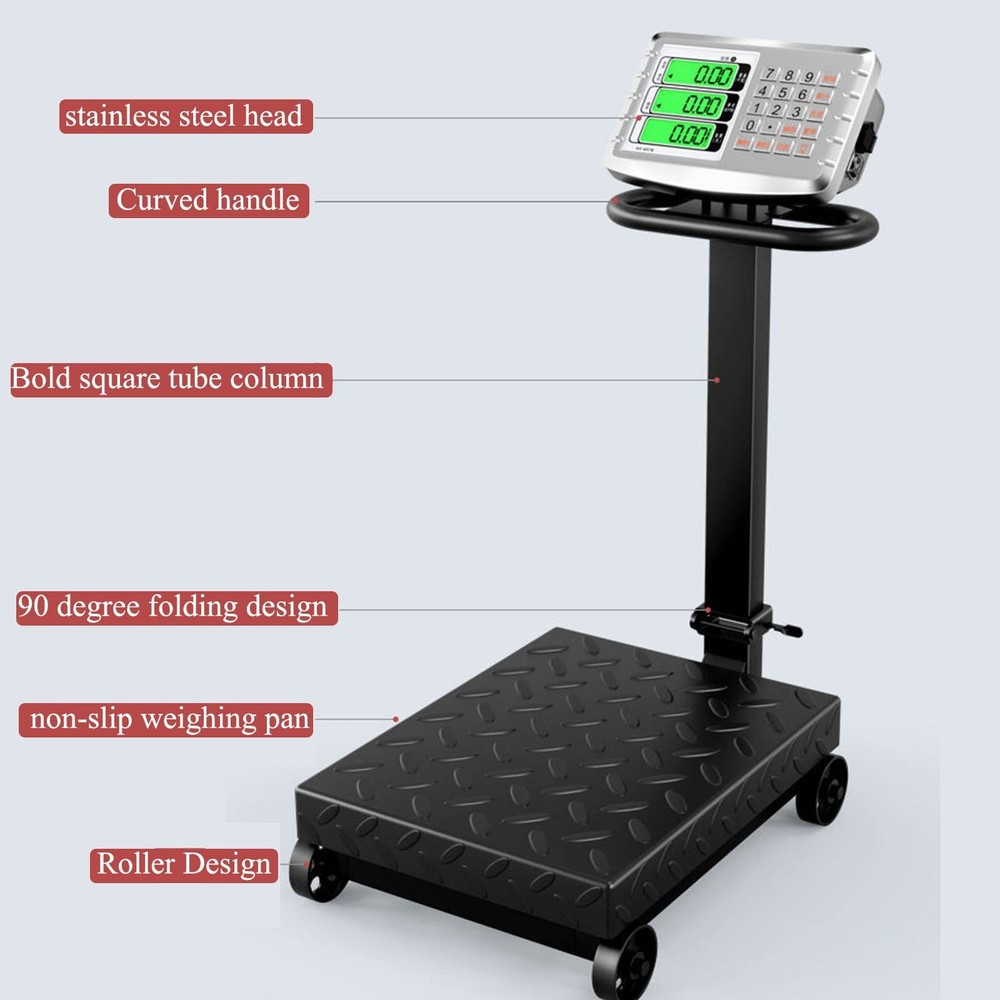 660lb Industrial Floor Platform Scale with Wheels Computing Digital Scale wit...