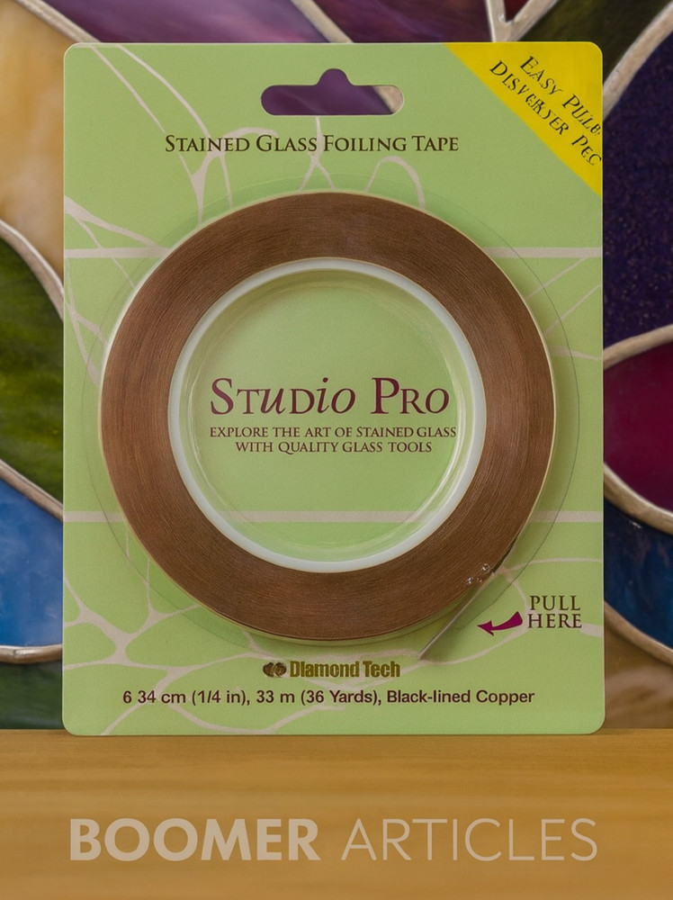 Studio Pro 1/4" 33 m Black Lined Copper Foil Tape Easy Pull and Dispenser Pack