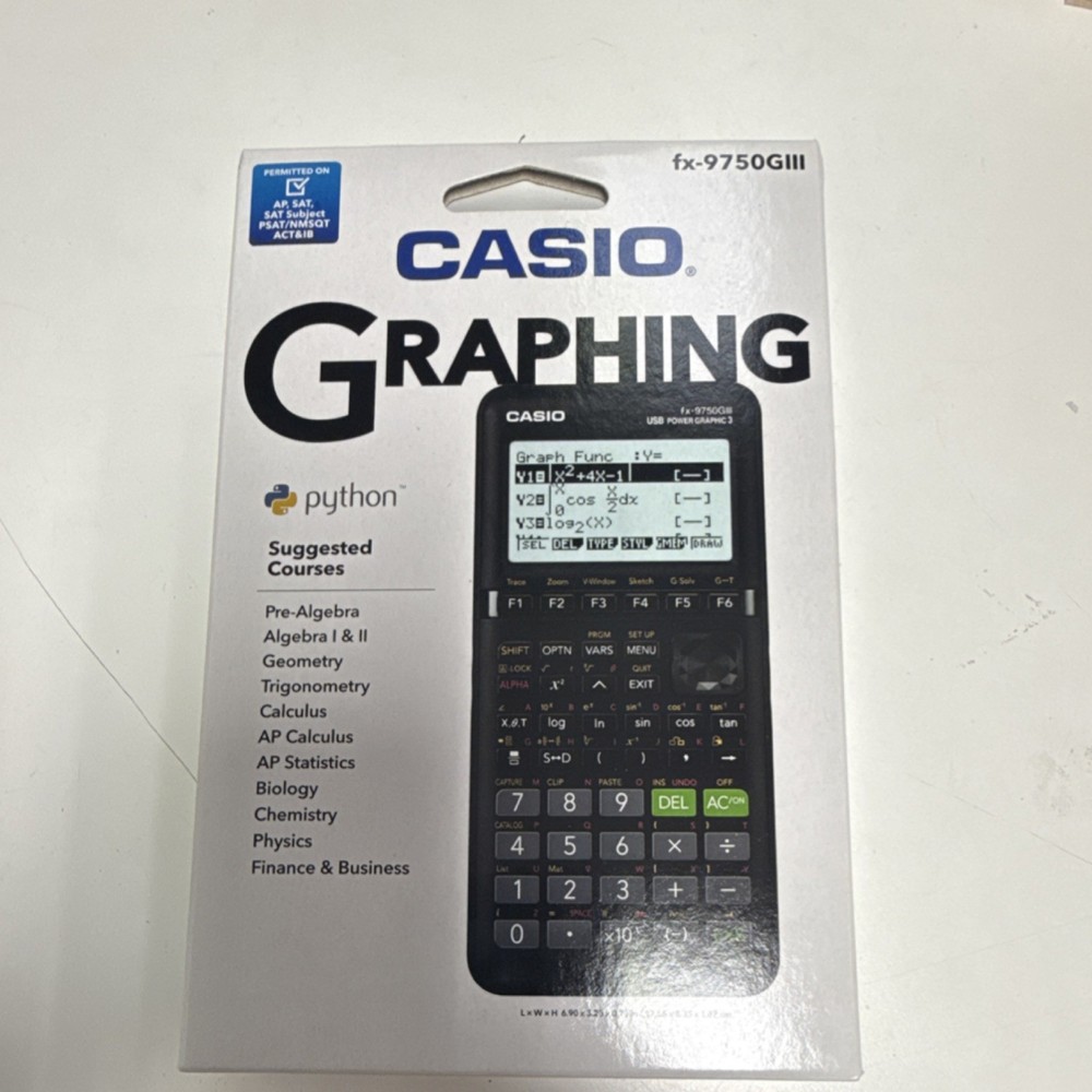 Casio fx-9750GIII Graphing Calculator Python LCD Display Statistics Financial