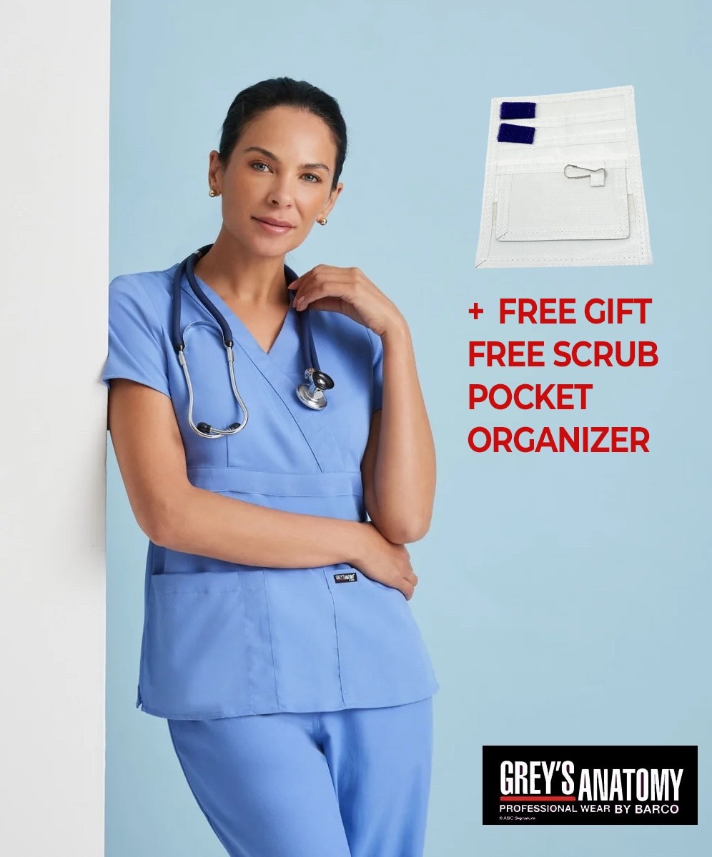 New! Grey's Anatomy Scrub Sets Medical Nurse Scrubs +Free pocket organizer Gift!