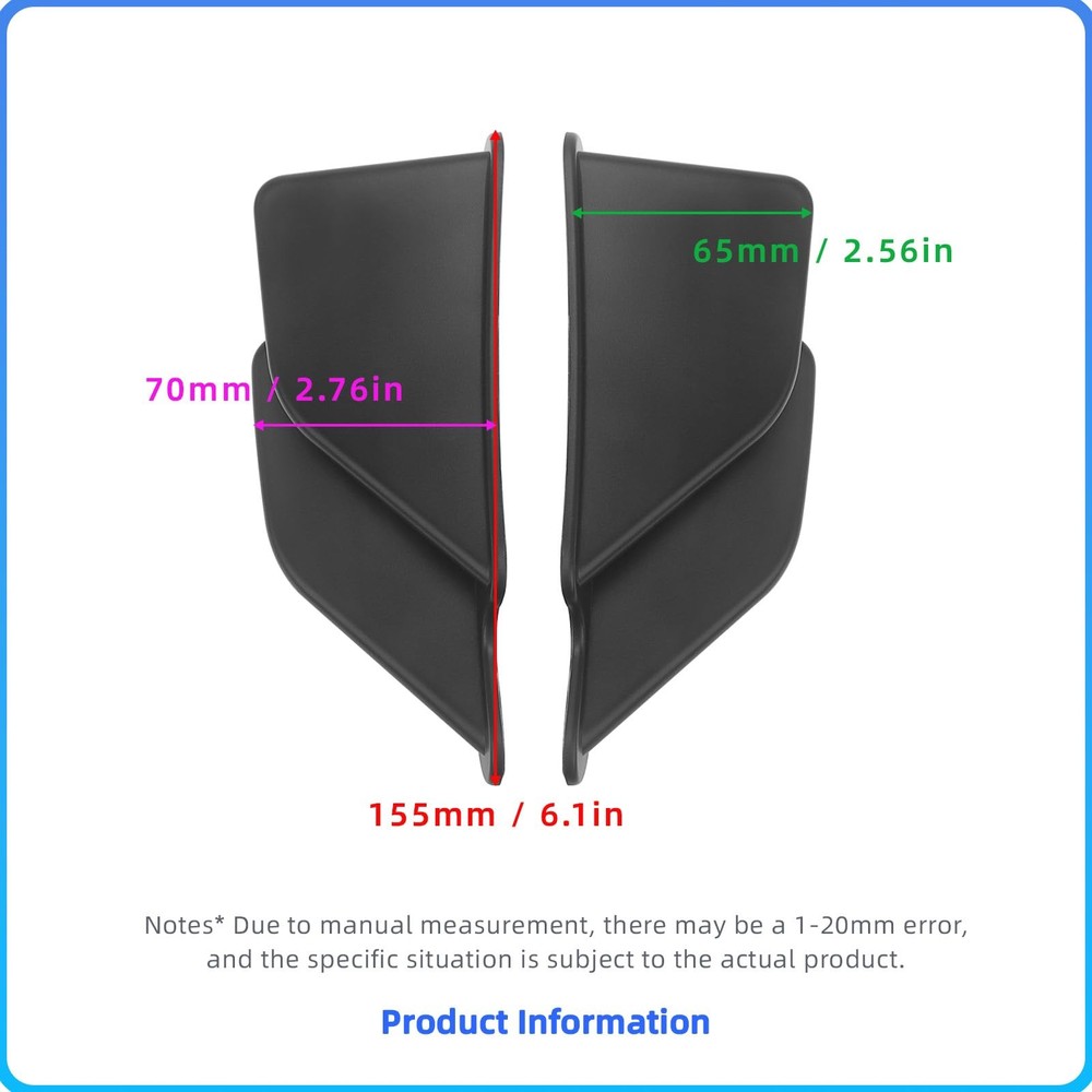 Vivid Black Motorcycle Rear Tail Fairing Wing Decos Spoiler Wings