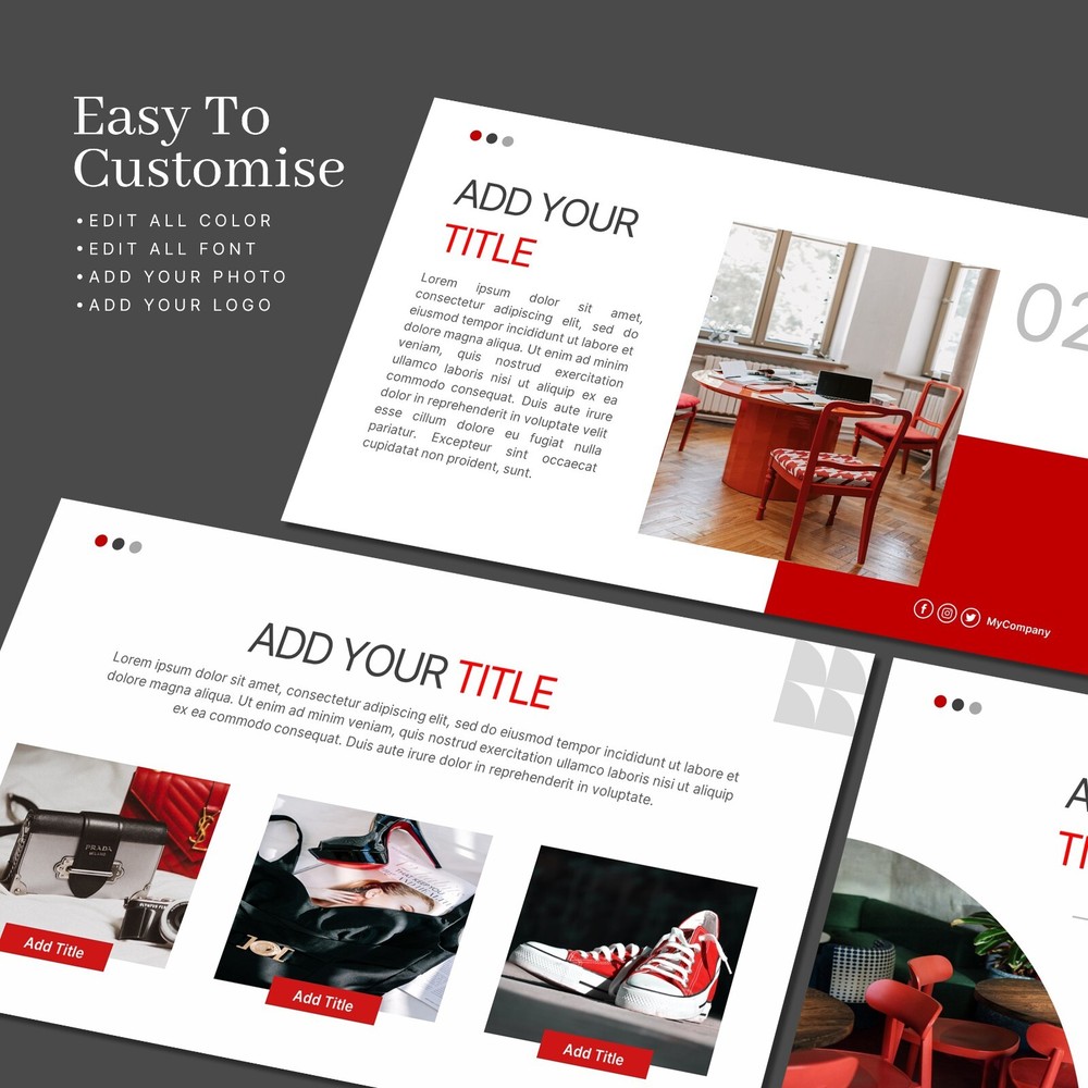 Red PowerPoint Template - Modern Business & Car Presentation Slide Deck