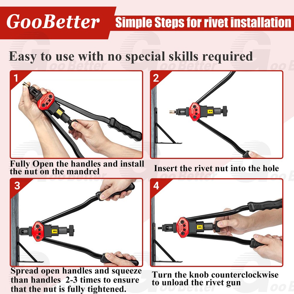 16'' Rivet Gun Kit Rivnut Thread Setting Tool Nut Setter NutSert Metric 200PCS