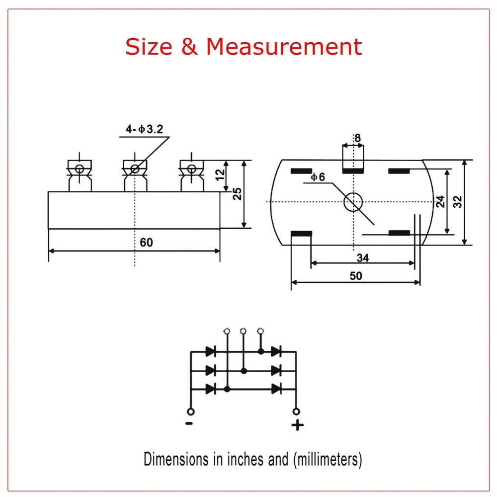 1x Bridge Rectifier 3Ph 50A 1000V 1000 Volt SQL50A 3 Phase Diode