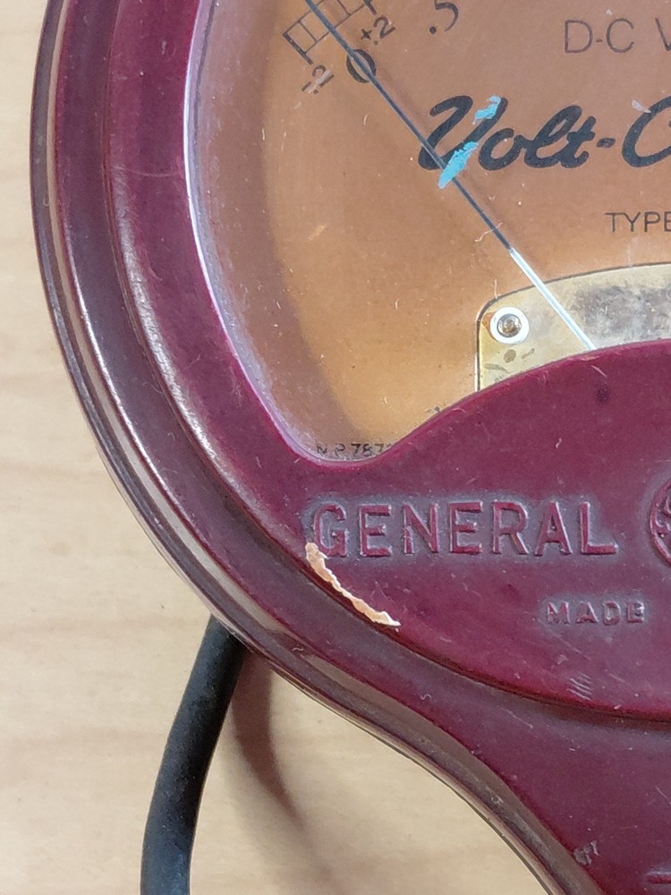 GE Volt Checker Type DX-1 (9V RANGE NOT WORKING) RARE Voltmeter Dk Red Bakelite