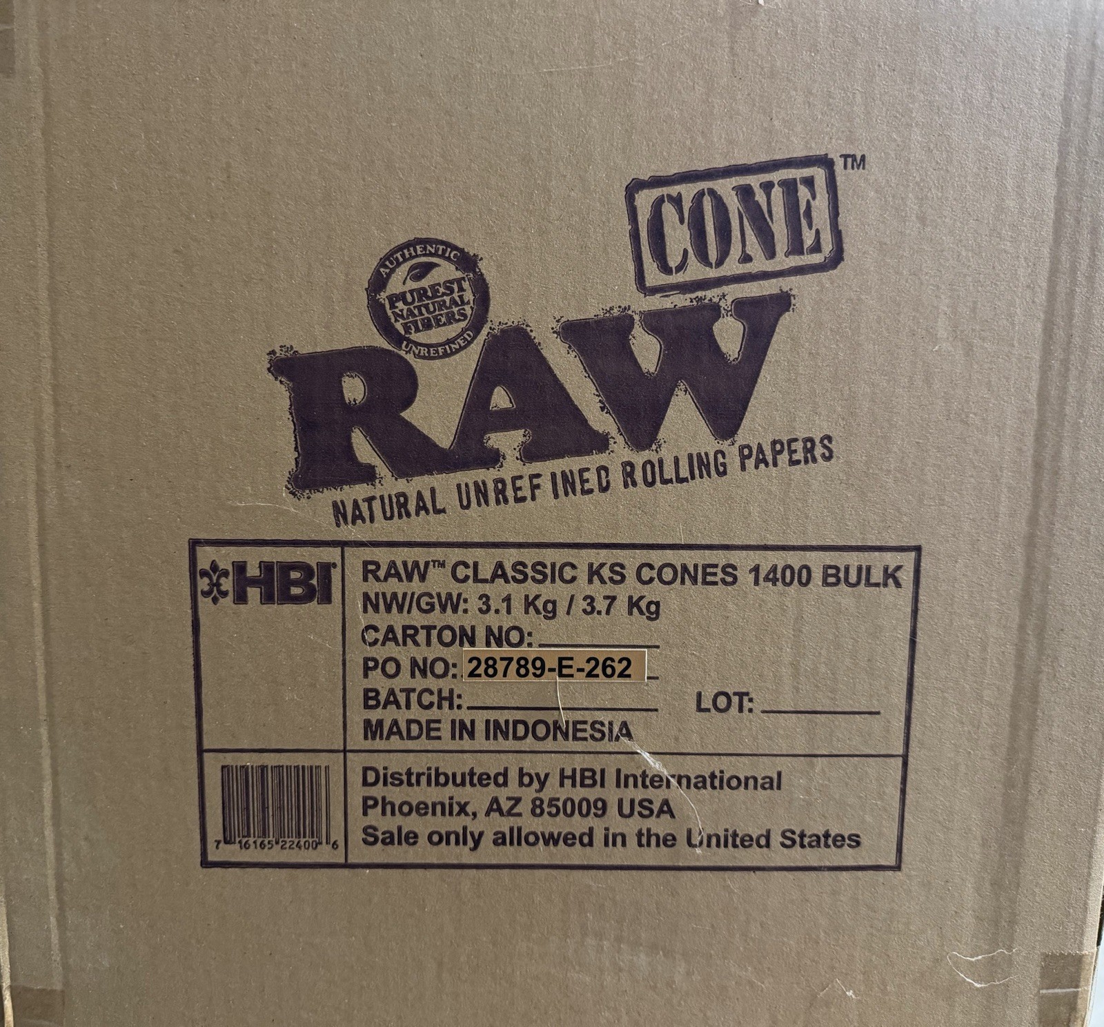 RAW classic Natural Unrefined Rolling Papers - 98 Special Size, 1400 per box