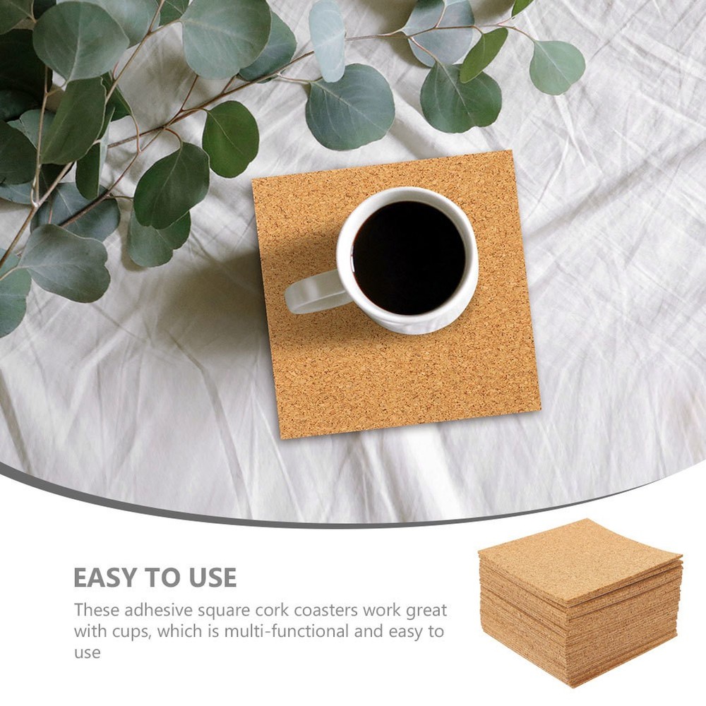 60 Pcs Square Cork Self Adhesesive Sheets for Crafting and Home Use