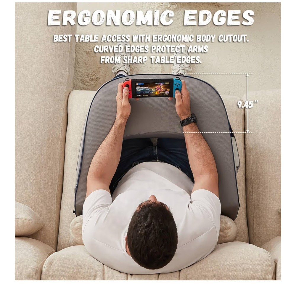 Cooloo8 Lap Desk Reading Gaming Pillow Large Grey