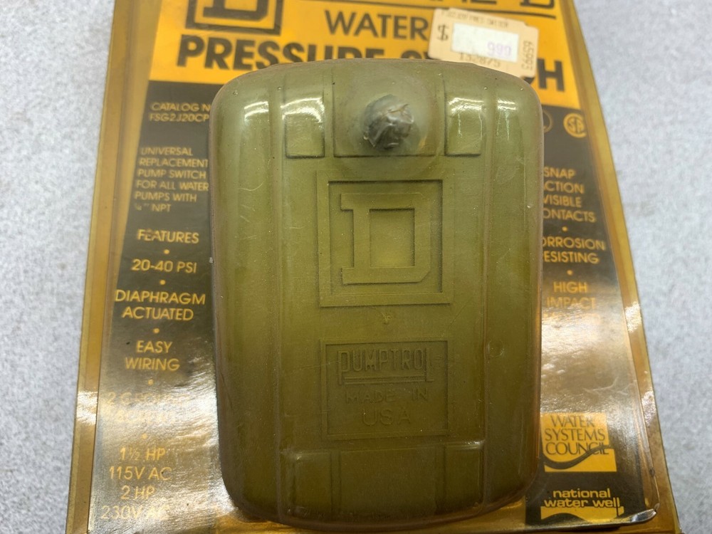 NEW NO BOX SQUARE D PRESSURE SWITCH FDG2J20CP