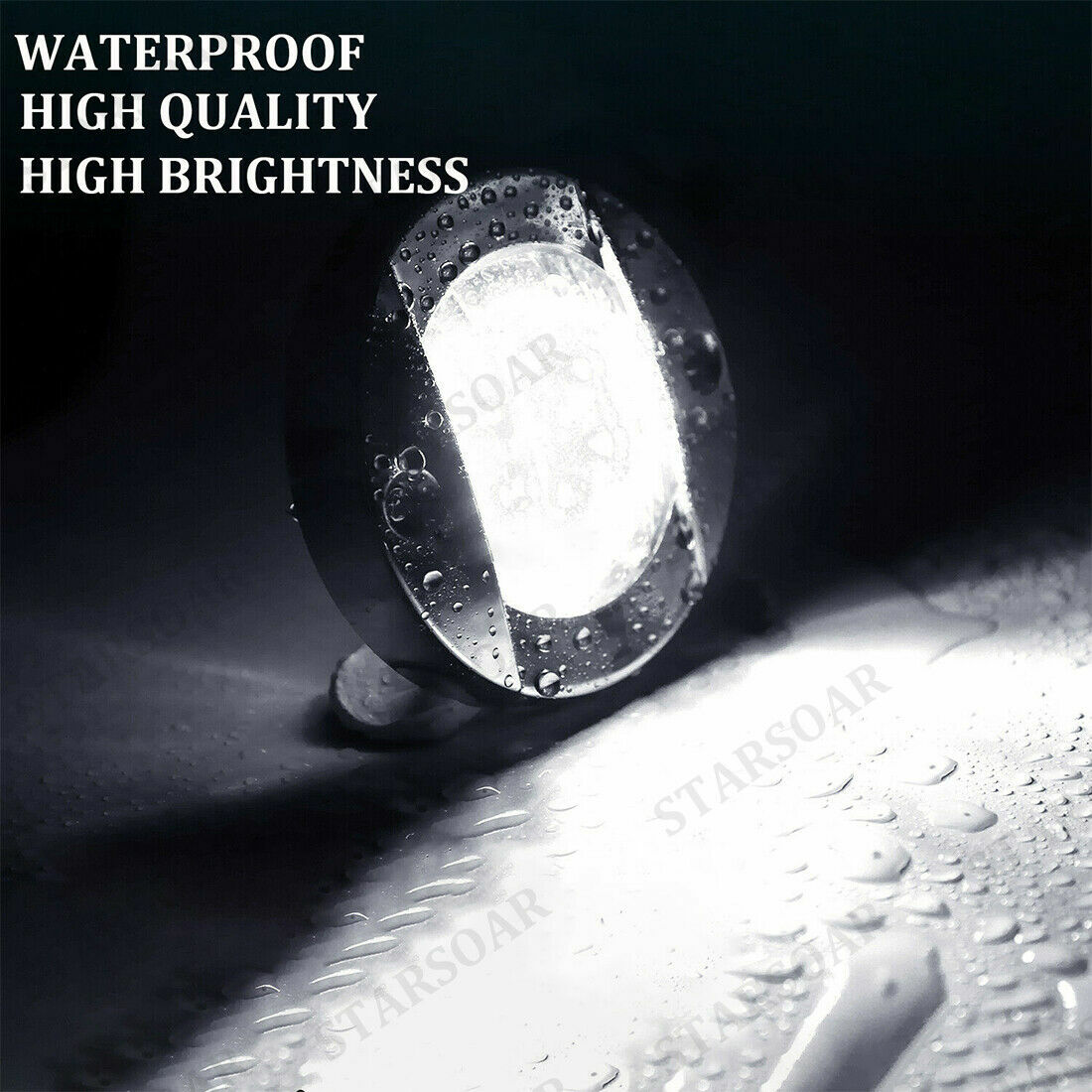 2x Marine Boat LED Deck Courtesy Lights Round 12V White Stern Transom Light