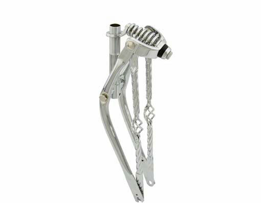 20 Classic Spring Fork 1 Inch W/Twisted Cage Bars Chrome.
