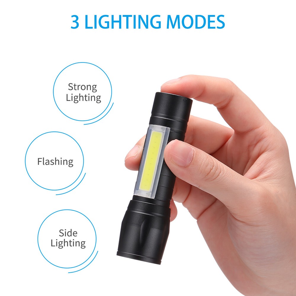 4pcs LED Tactical Flashlight USB Rechargeable Lamp Super Bright 3 Modes Light