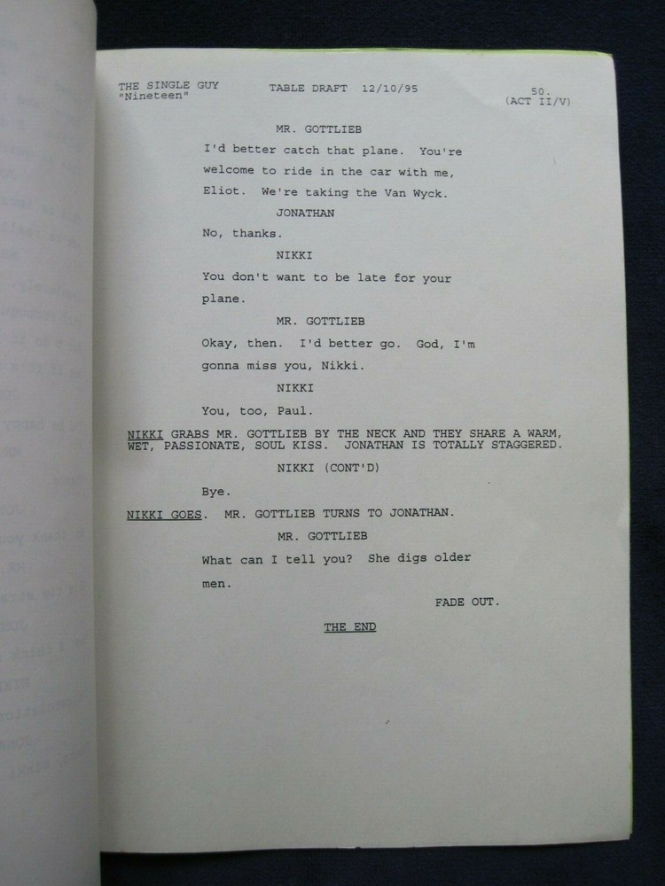 ORIGINAL SCRIPT for TV's THE SINGLE GUY - NINETEEN - JONATHAN SILVERMAN's COPY