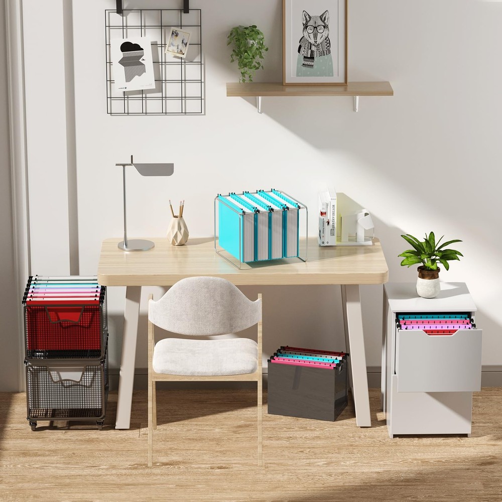 Extra Capacity Plastic Hanging File Folder Letter Size,12 Pack Reinforced Han...