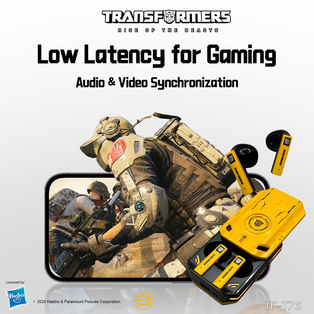 Transformers TF-T76 TWS Bluetooth Earbuds with Mic, Mecha Armor Case - Bumblebee