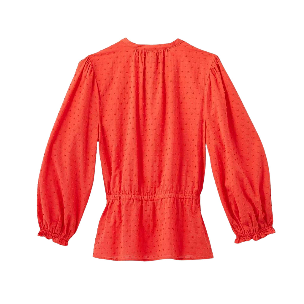 A New Day Women's Floral Print Balloon Long Sleeve V-Neck Blouse Red - Small