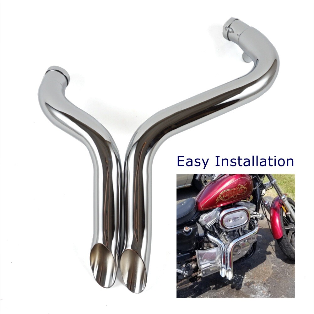 Chrome 2" L.A.F LAF Drag Pipes Exhaust For Harley Sportster Softail Dyna 84-23