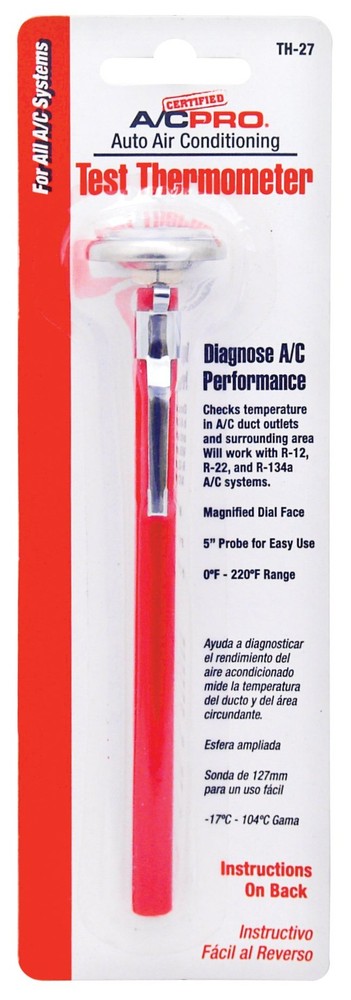 Certified A/C Pro Car Air Conditioner Test Thermometer, Single Unit, White