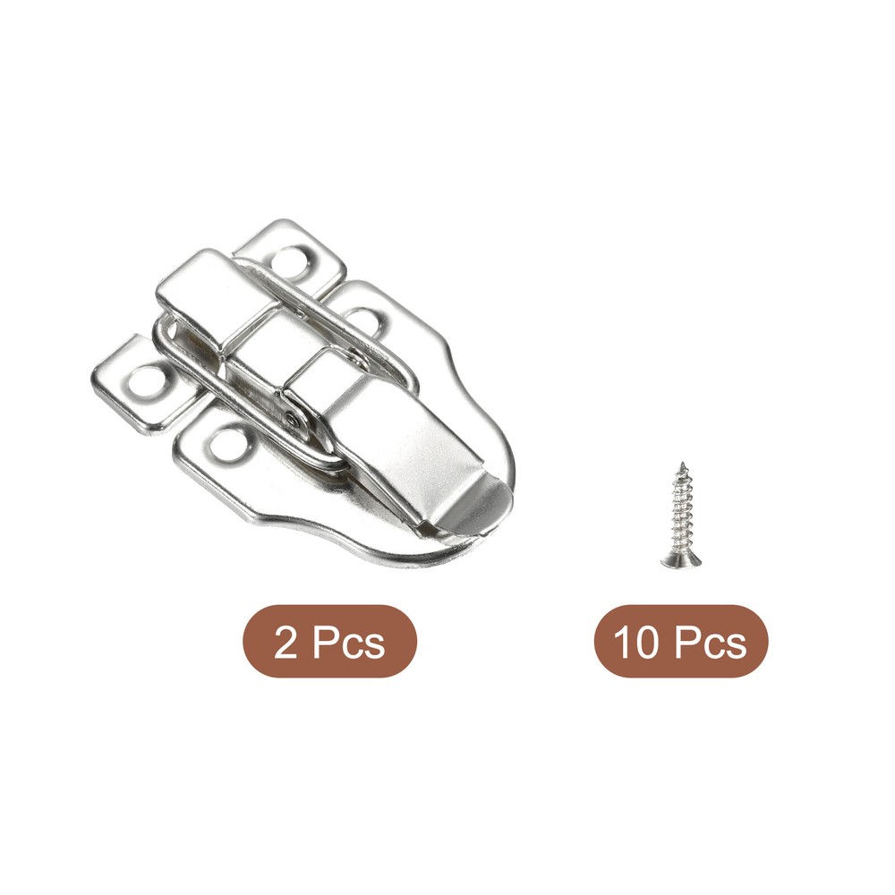 2 Pcs Duck-billed Hasp Lock, Retro Box Toggle Latch without Padlock Hole, Silver
