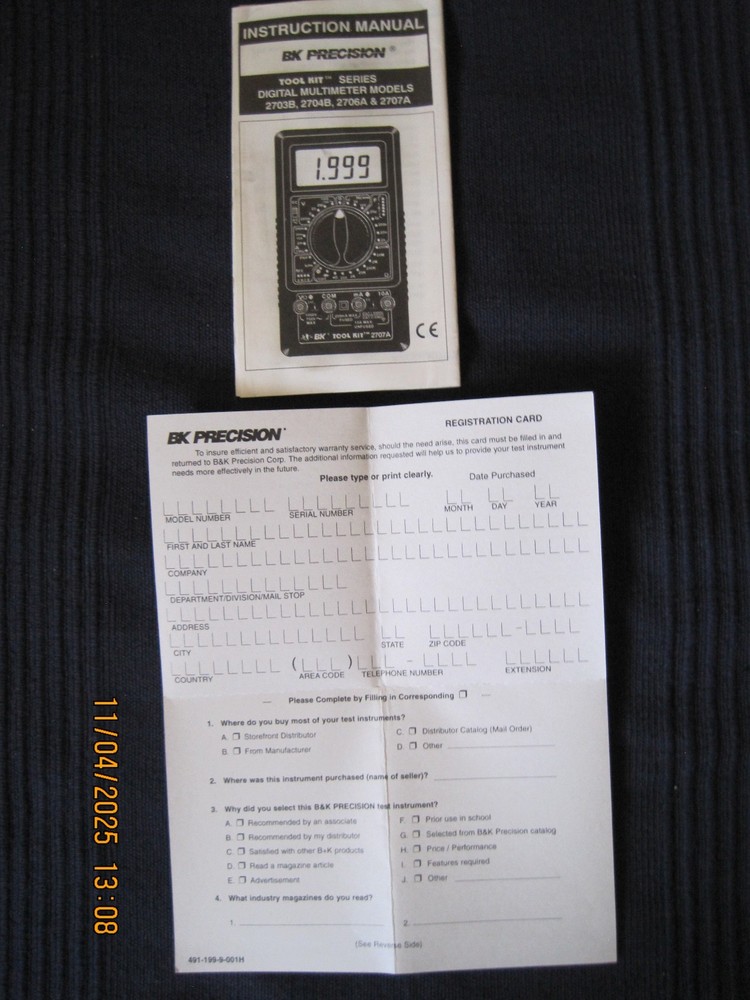 BK Precision Tool Kit Multimeter, Model 2703B