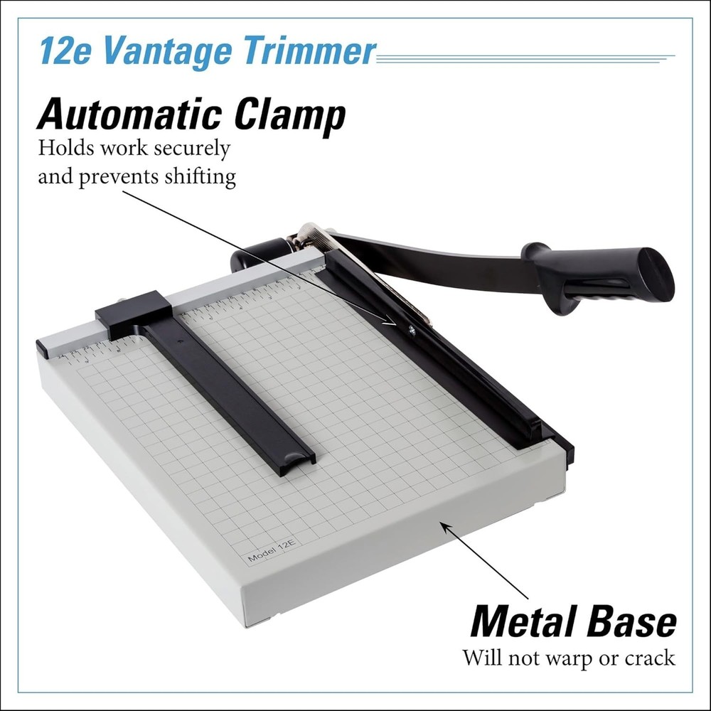 Compact 12" Paper Cutting Machine with Automatic Clamp - Ideal for Home & Office
