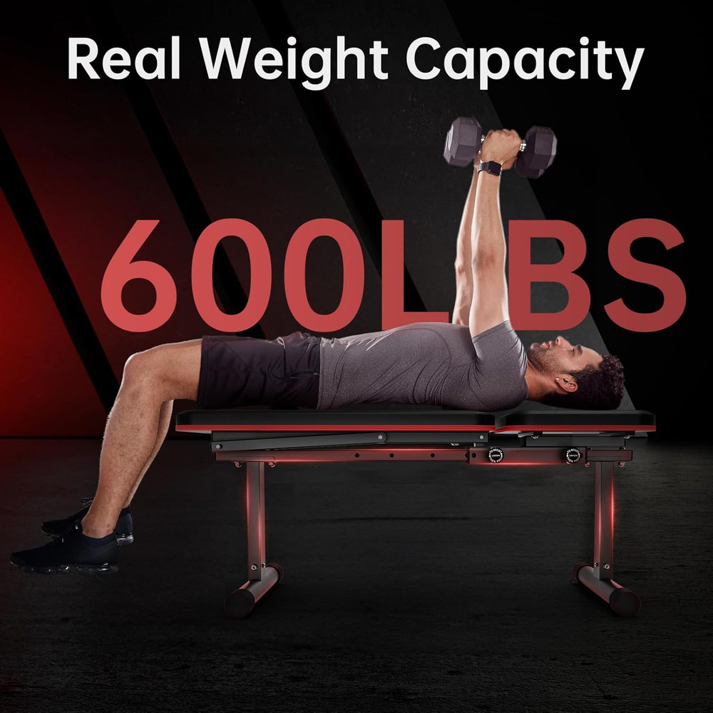 Adjustable Flat Weight Bench, Foldable Bench Press for Home Gym, Multi-Angle Inc