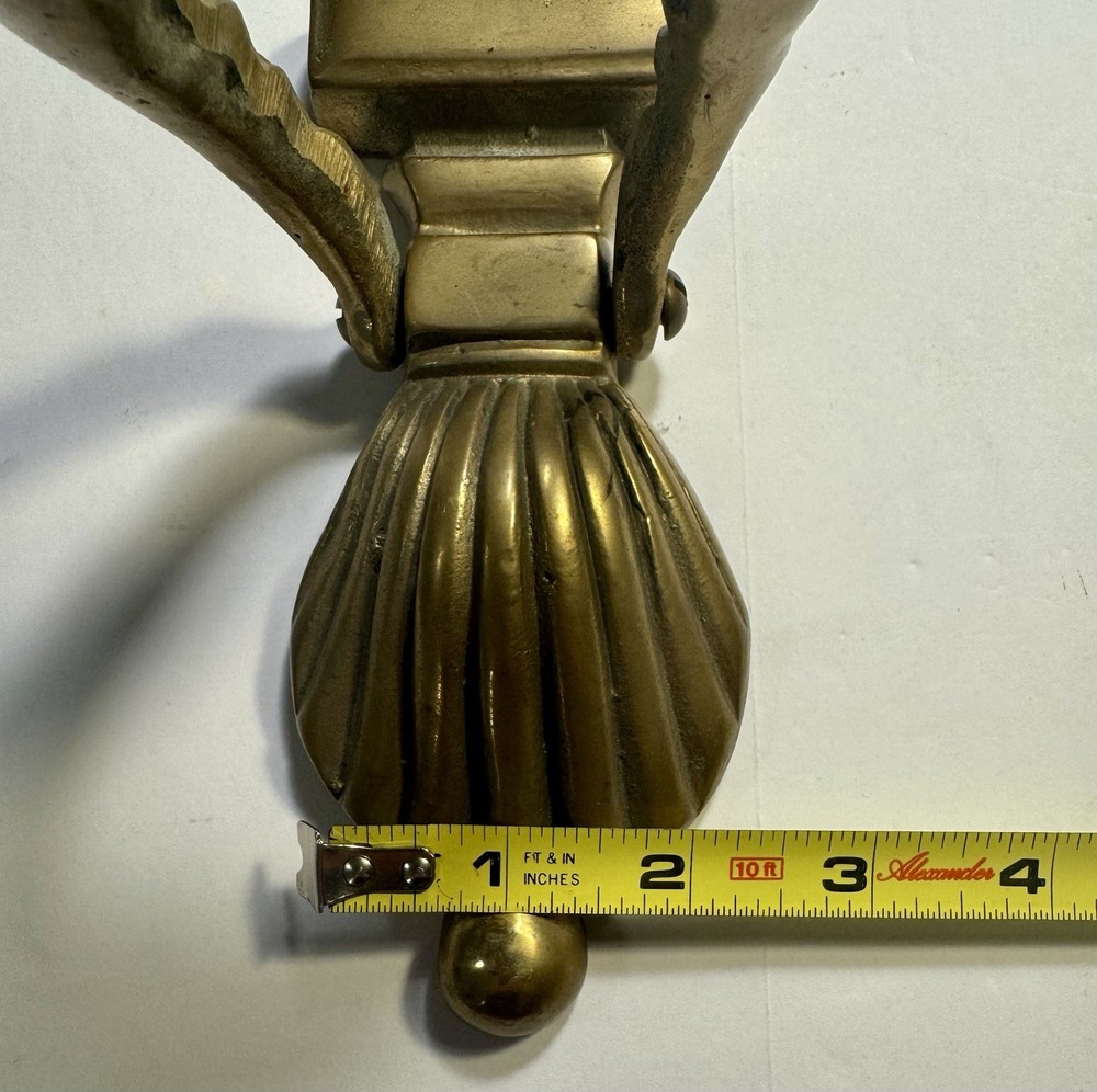 Vintage Solid Brass Door Knocker Shell Pattern 8" Heavy Sturdy Taiwan