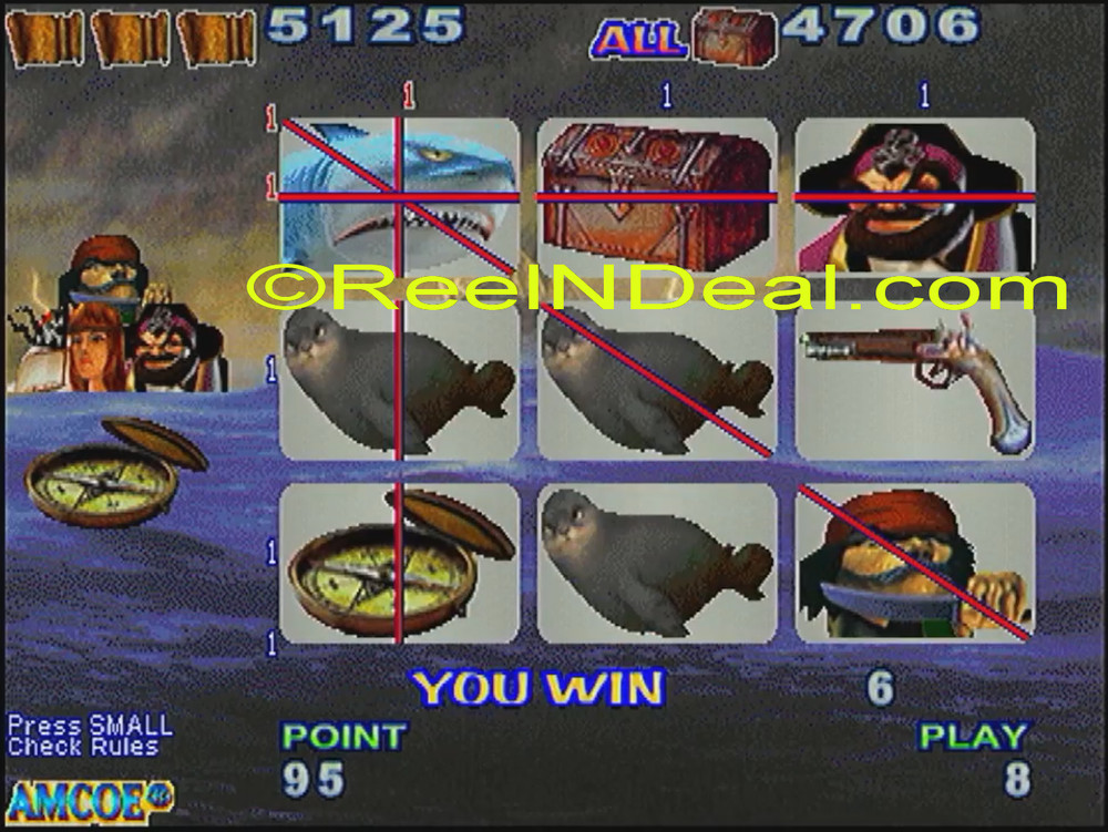 Amcoe Devil Island Cherry Master 8-Liner Slot Machine Optional Skill Spin & Hold
