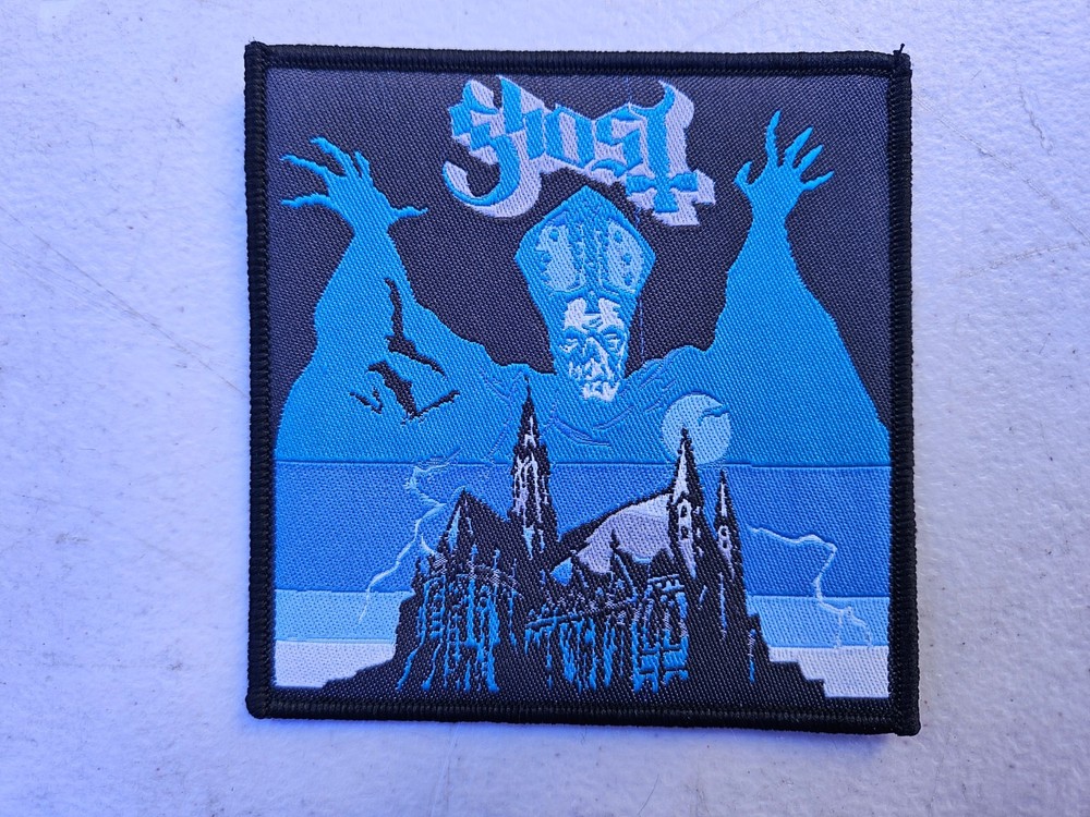GHOST, SEW ON BLACK BORDER WOVEN PATCH