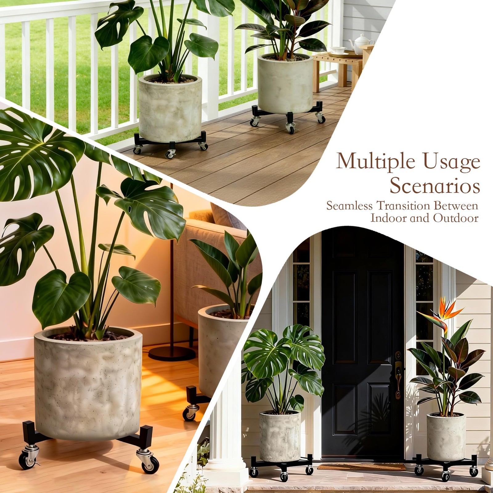 2 Pack 14" Plant Caddy with Wheels, Heavy Duty Metal Rolling Plant Dolly, Pla...