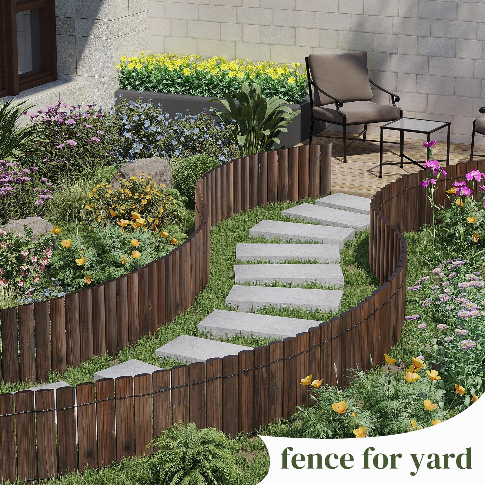 Garden Border Edging Landscape Edging Border Wooden Landscape Edging Wood Fen...