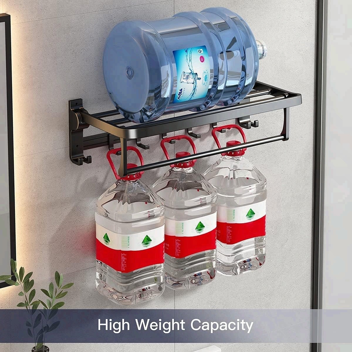 24 Inch Towel Rack with Towel Bar Holder Foldable Towel Shelf with Movable Hooks