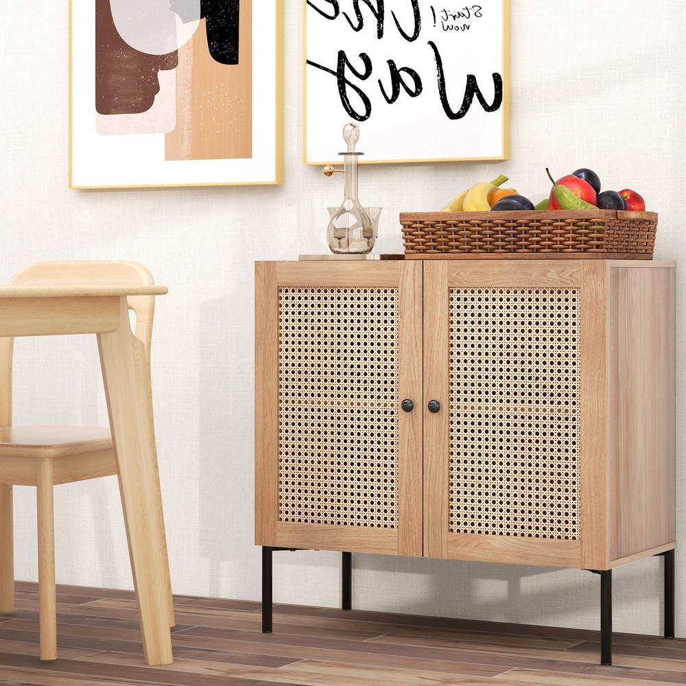Kitchen Storage Cabinet Buffet Sideboard w/ 3-Position Adjustable Shelf Oak