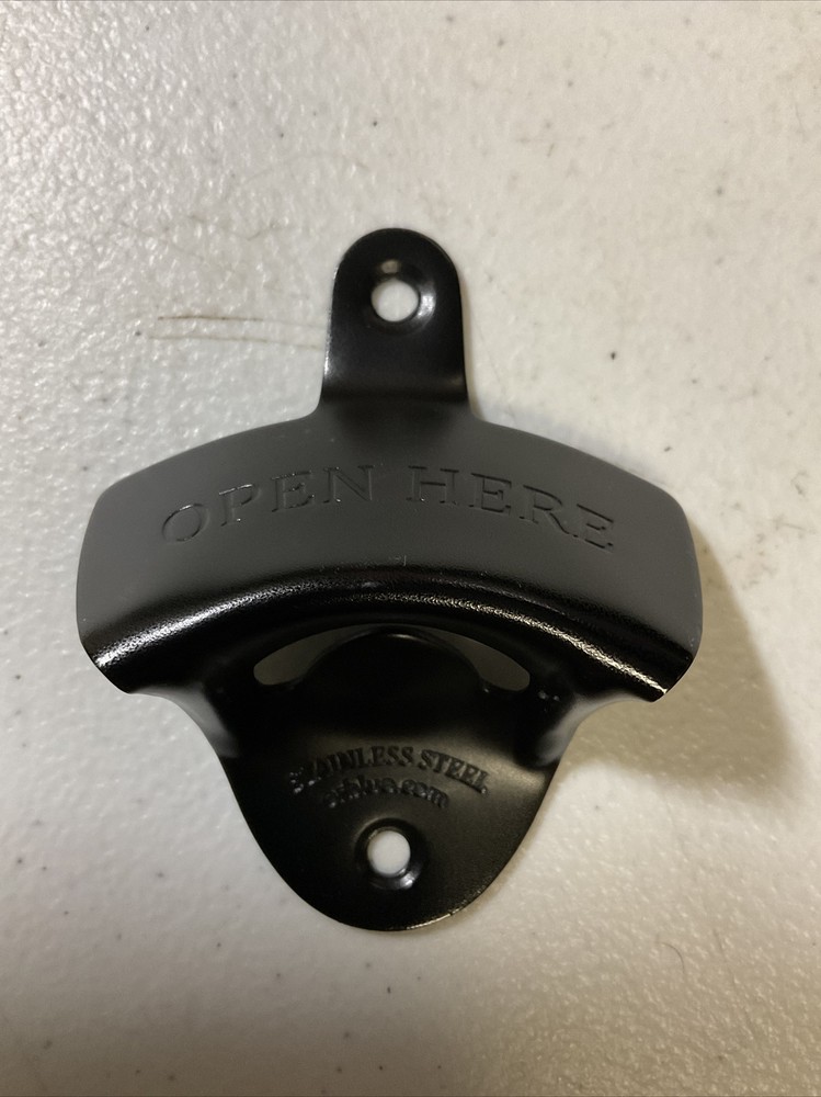 Black Wall Mounted Beer Bottle Opener with Hardware 2 Pack