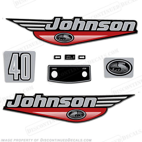 Fits Johnson 40hp Decals - 1999 - 2000 - Red