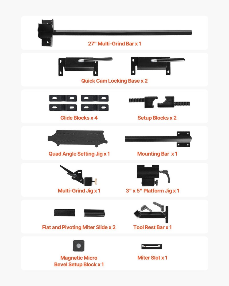 Multi-Grind Jig for 6" & 8" Bench Grinder - Adjustable Tool Rest Support