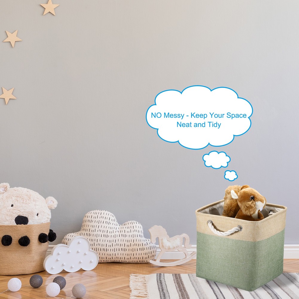 4Pack Storage Baskets Fabric Collapsible Cube Baskets White/Green