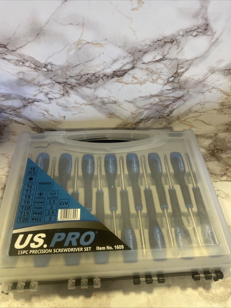 US PRO 15pc Precision Screwdrivers Set Torx Philips & Flat 1609