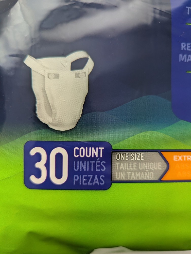 Prevail Belted Shields 30 Count Extra Absorbency Incontinence One Size