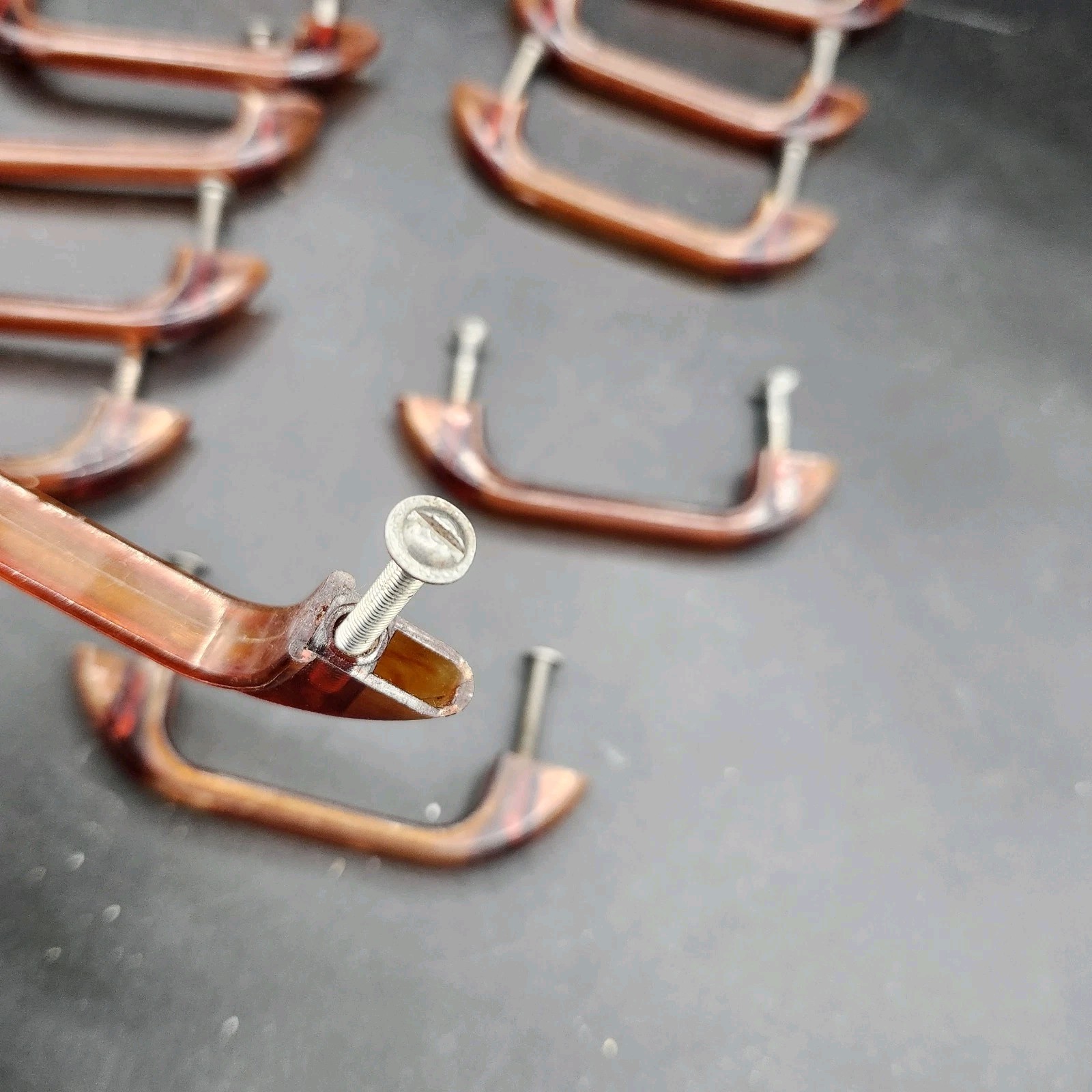 Lot Of 12 Vintage Art Deco Amber Bakelite Drawer Pulls 1930s/40s 3 1/8"OC