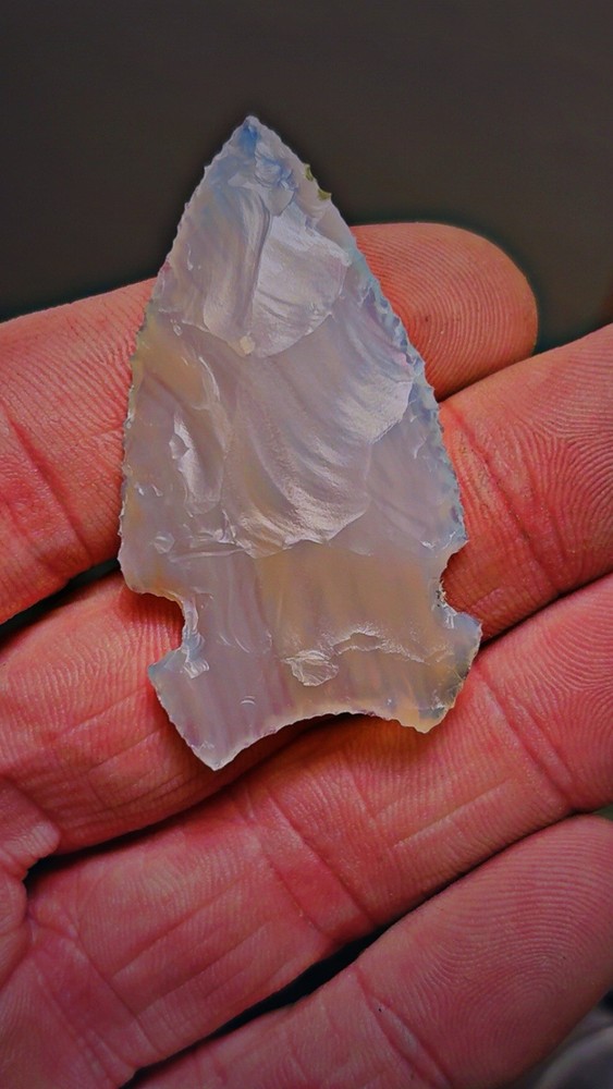 Flintknapped Laced Agate Big Sandy Style Arrowhead, Extremely Beautiful