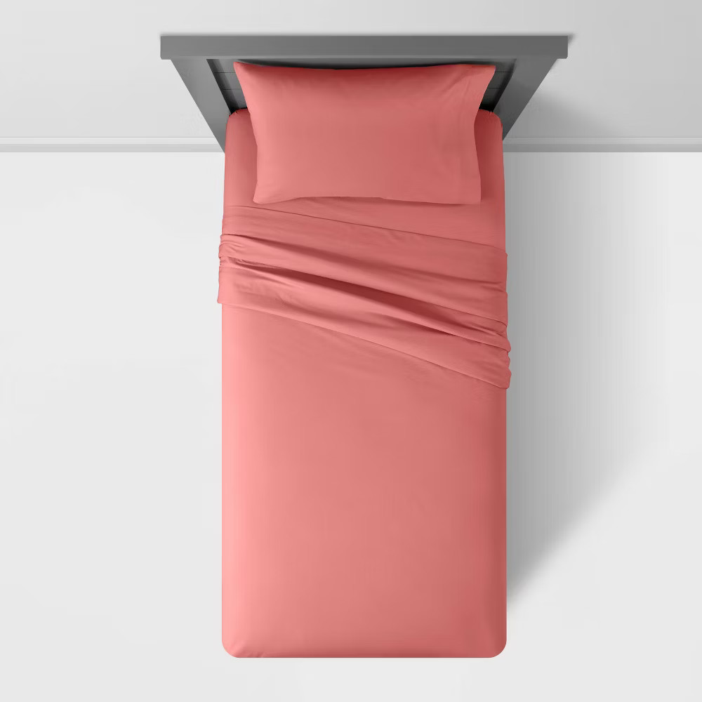 Queen Solid Cotton Sheet Set Rose - Pillowfort
