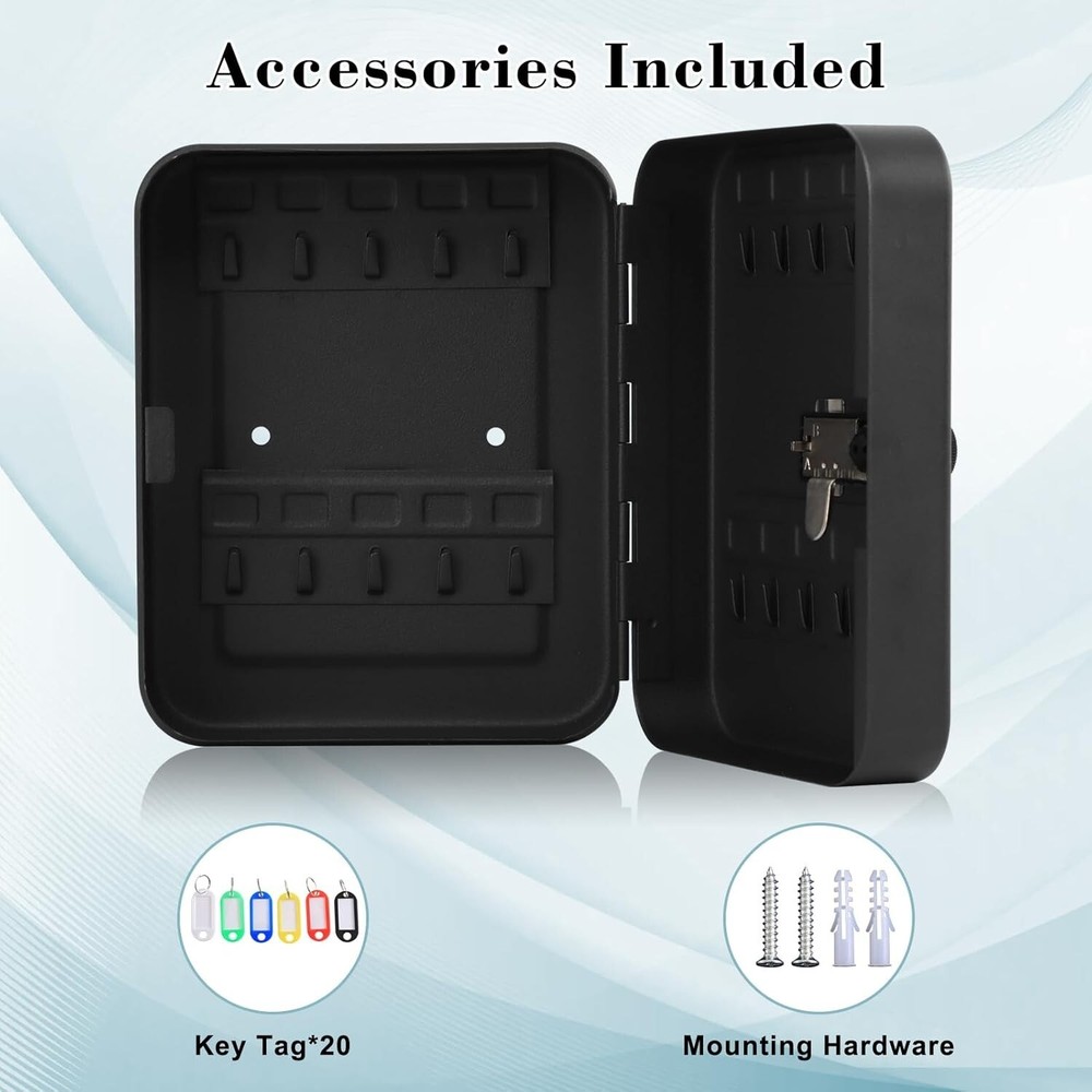 Secure 20 Key Storage Lock Box with Combination Lock - Wall Mount Organizer