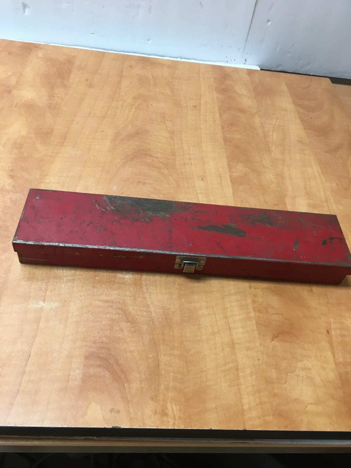 Vintage Husky Tool USA Red Metal Socket Case 15" x 3.25" x 1.5"
