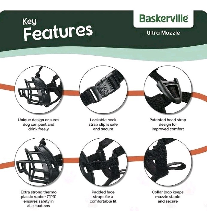 Baskerville Ultra Muzzle w/Training Clicker, Size 6 Black